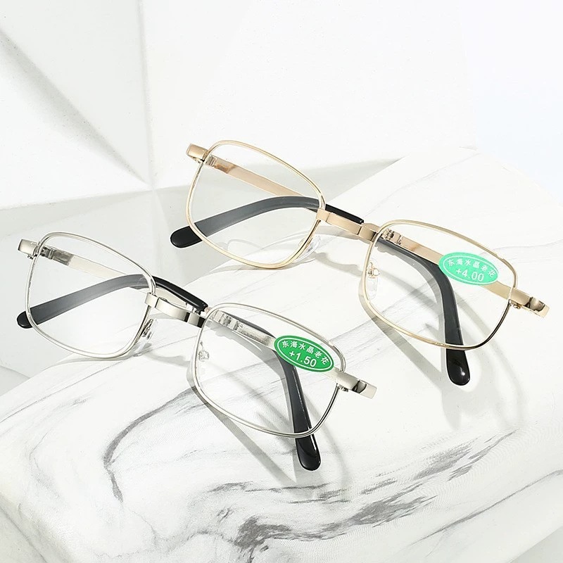 Donghai crystal Glass folding reading glasses, high-definition anti-blue light and anti-fatigue portable reading glasses for men and women pic 3