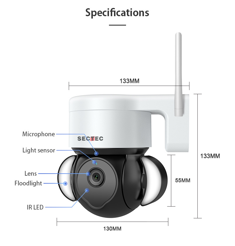 New private model: 5-megapixel high-definition night vision TUYA garden ball camera, wireless WiFi graffiti smart monitoring camera pic 18