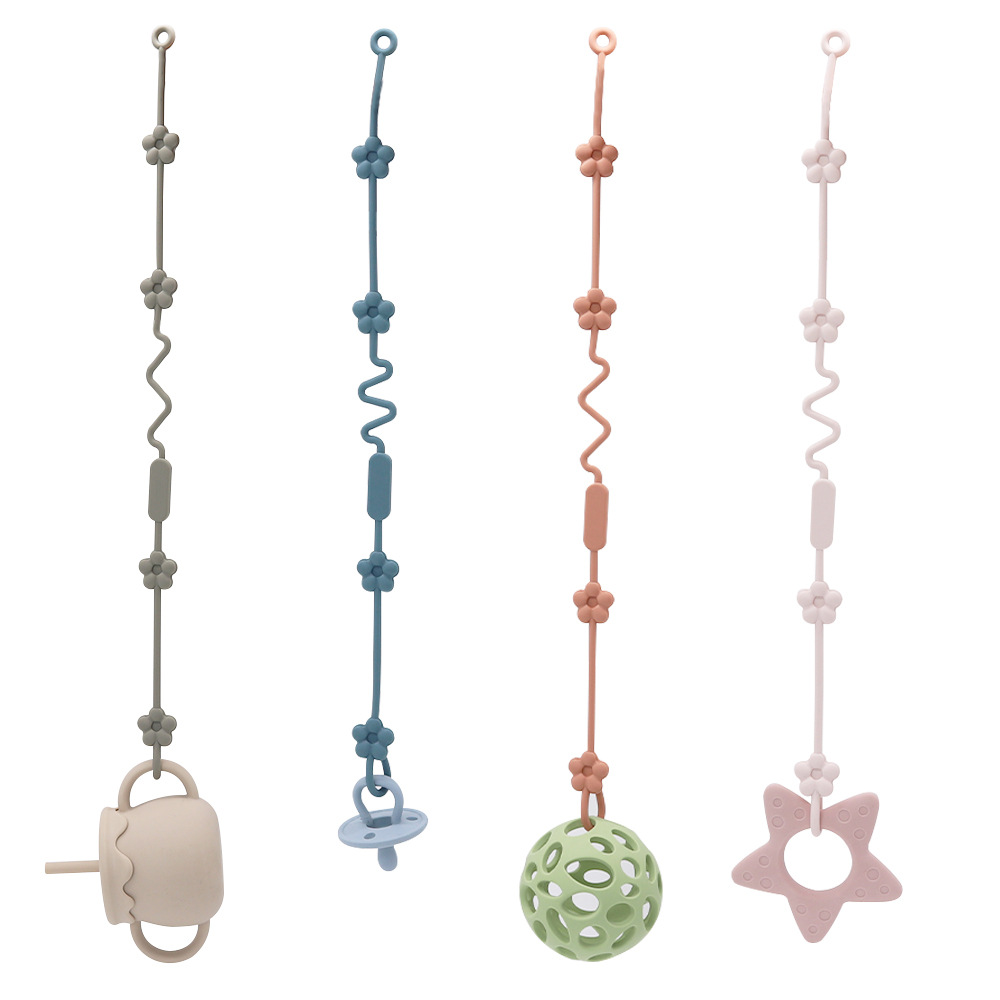 Baby silicone teething chain pacifier anti-drop rope, baby flower style car hanging multi-functional anti-loss rope, hanging rope pacifier chain pic 1