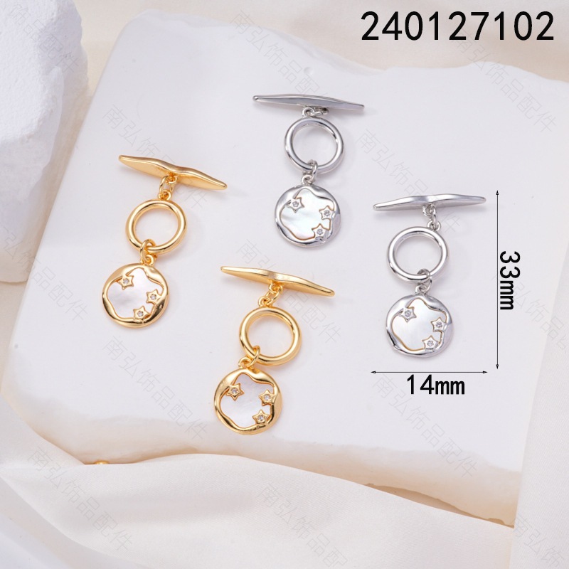 Pearl necklace clasp, 18k gold inlaid with zirconium irregular OT clasp, diy bracelet necklace ending chain clasp accessory pic 14