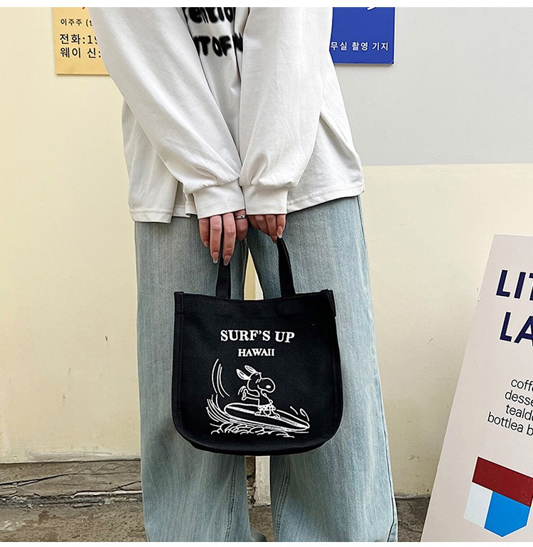 史比卡通帆布餐包加厚饭盒袋便当包防水手提保温袋学生大容量分隔详情22
