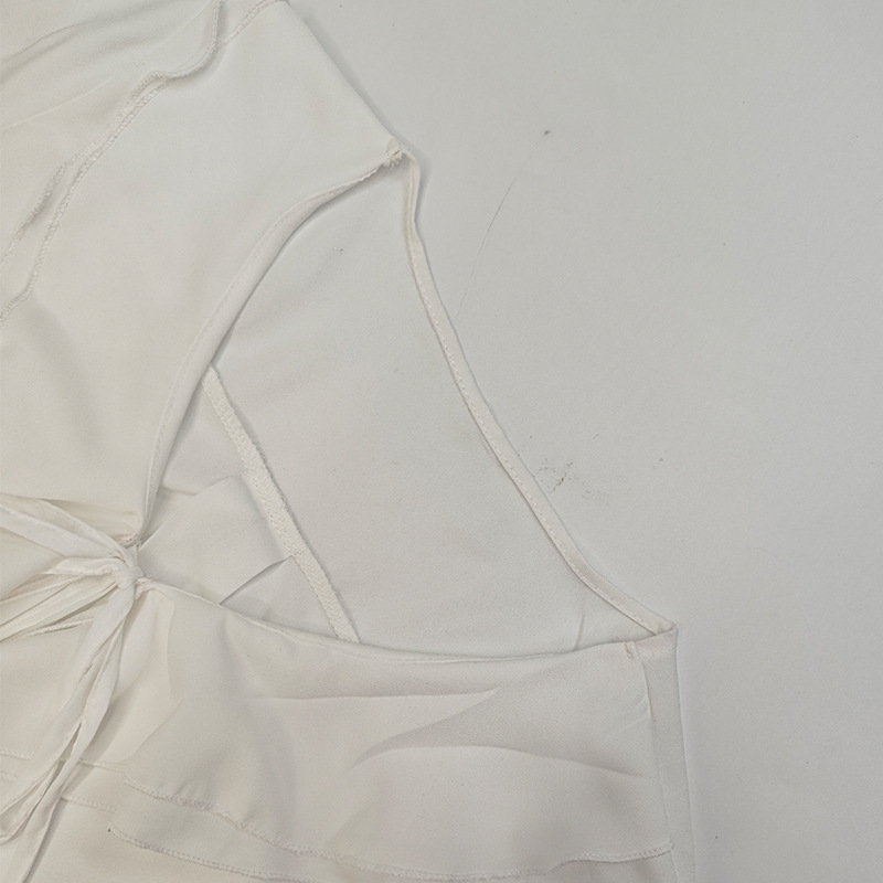 欧美女装2025春夏新品时尚系带设计感开衫荷叶边外搭小披肩衫衬衣详情19