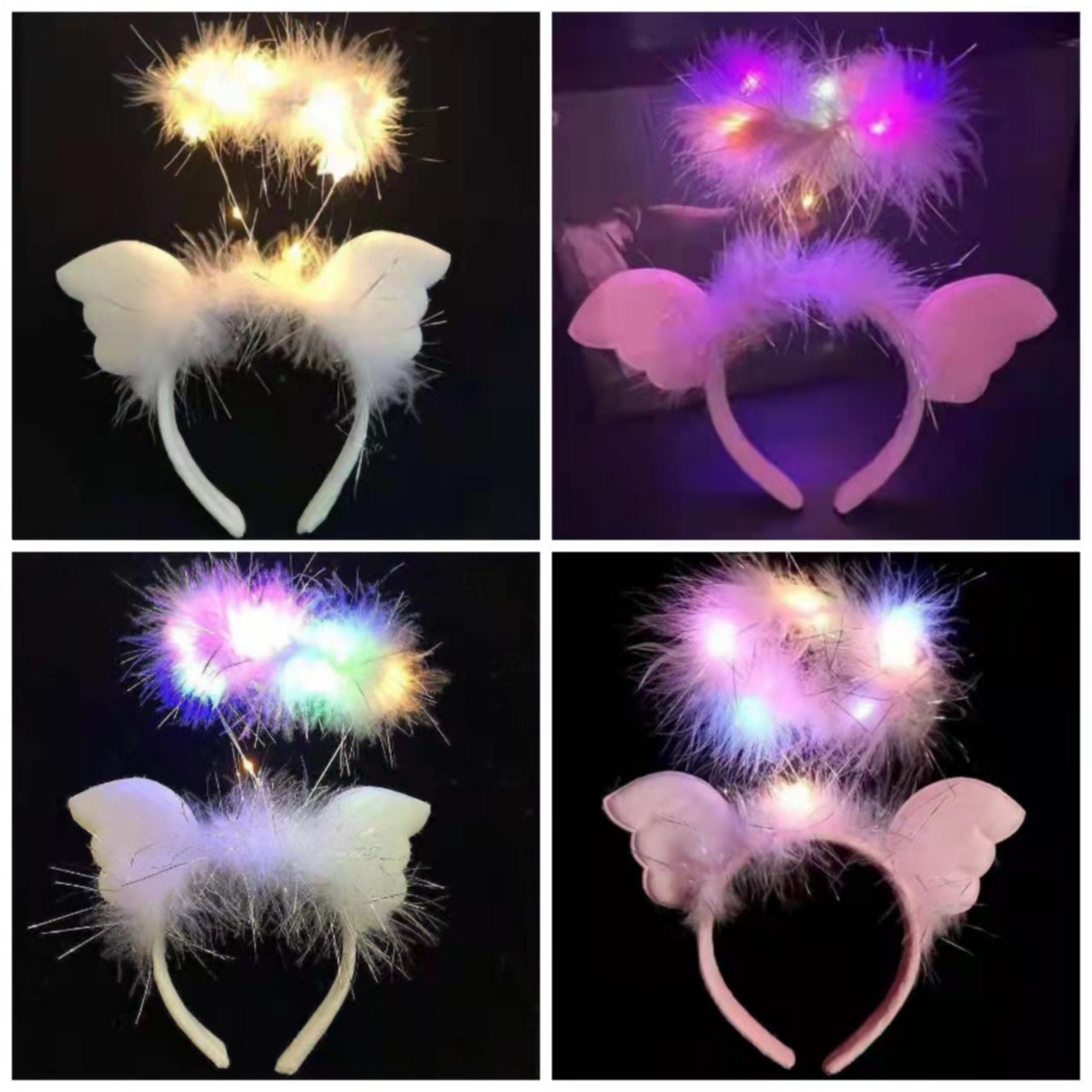 圣诞节发光头饰天使光环显脸小发箍头箍发夹简约羽毛发卡生日发饰详情2