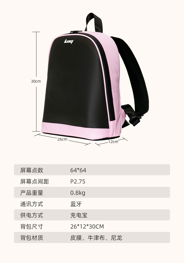 LOY跨境热销led新品骑行背包移动广告双肩包手机蓝牙个性DIY圣诞图案详情10