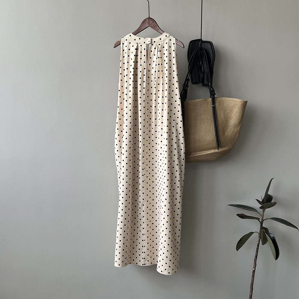 言双 波点无袖连衣裙2024夏季新款韩系圆领a字气质背心裙82016 pic 47