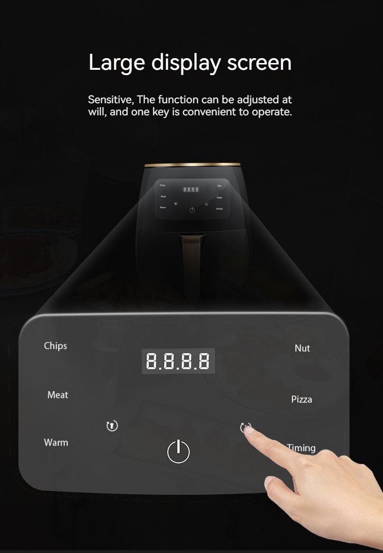 现货跨境6L智能触屏空气炸锅家用电炸一体锅110V空气炸锅炸鸡腿详情16