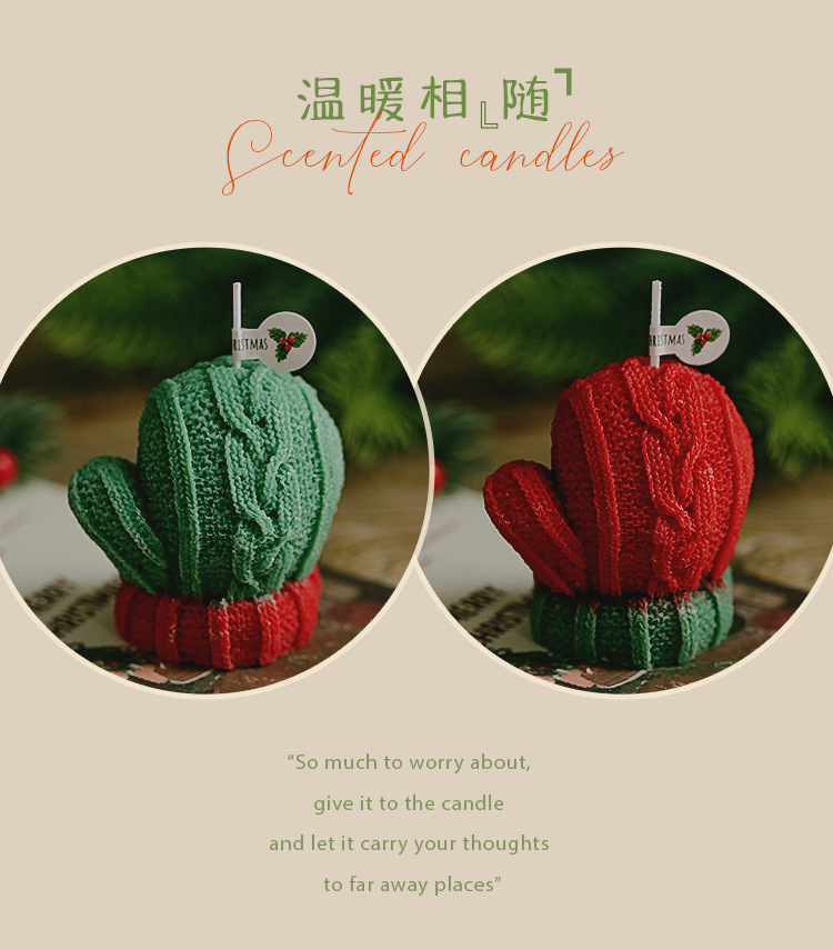 圣诞节装饰品手工伴手礼礼品跨境创意蠟燭圣诞手套香薰蜡烛定制详情9