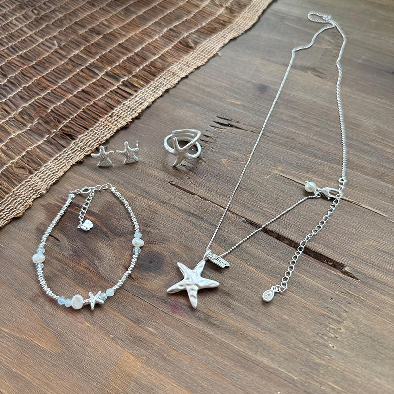 Starfish Series Collection s925 Sterling Silver Bracelet for Women, handcrafted design, versatile broken silver bracelet combination for layering pic 7