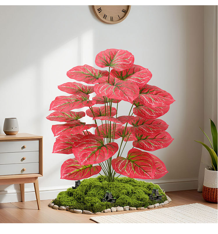 Artificial green plants, artificial flowers, wedding decorations, plastic red-leaf plants, Nordic-style indoor and outdoor floor-standing decorative items pic 10