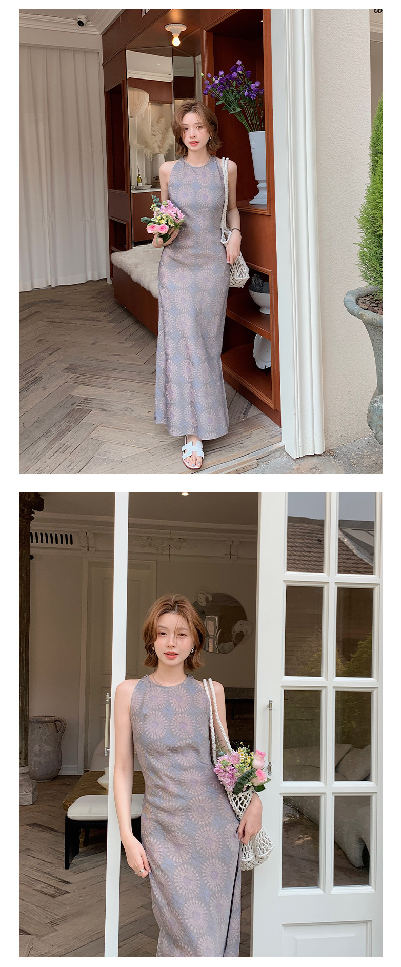 Rongtai Tencel Linen printed improved cheongsam sleeveless slimming dress for Women 2025 New style elegant A-line dress pic 15