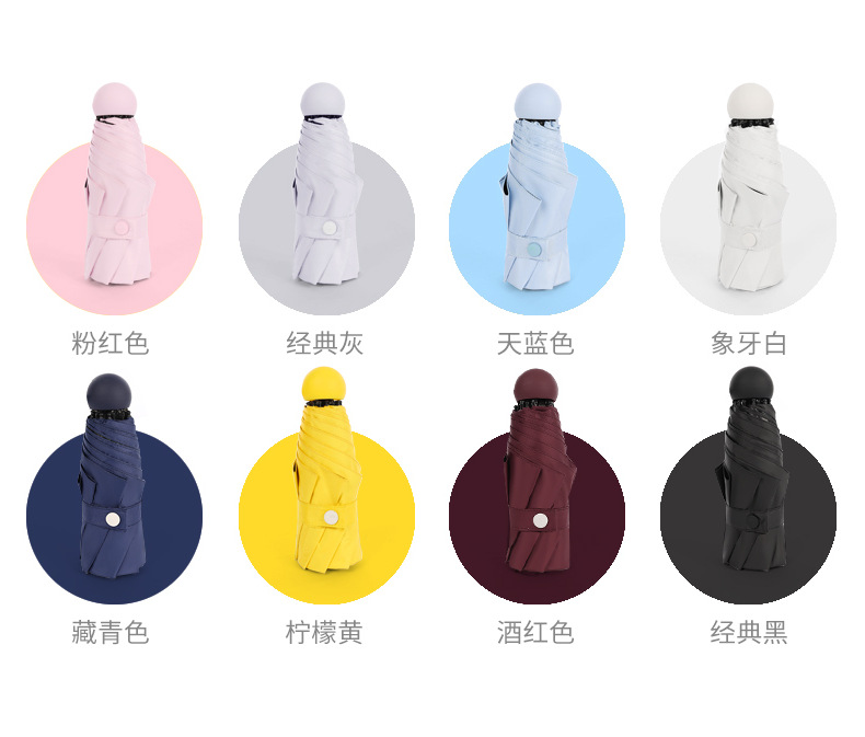 一件代发五折伞8骨加大防风晴雨伞黑胶防晒遮阳口袋伞迷你太阳伞详情14