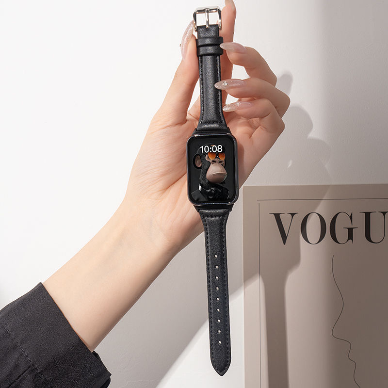 适用小米手环9pro手环表带8pro新款小蛮腰ins手腕带真皮质手表带详情6