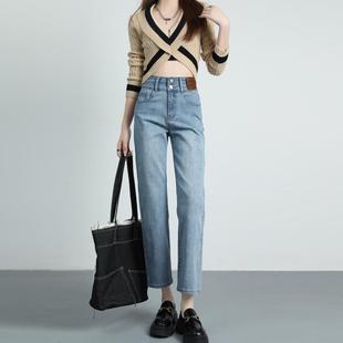 牛仔裤女复古韩版直筒宽松高腰2025春秋季新款潮小个子窄版阔腿裤详情11