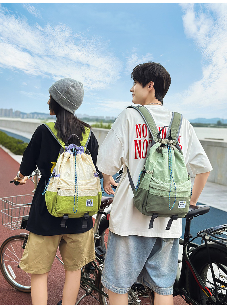 新款束口抽绳双肩包大容量休闲包户外运动登山包超轻量旅行背包详情20