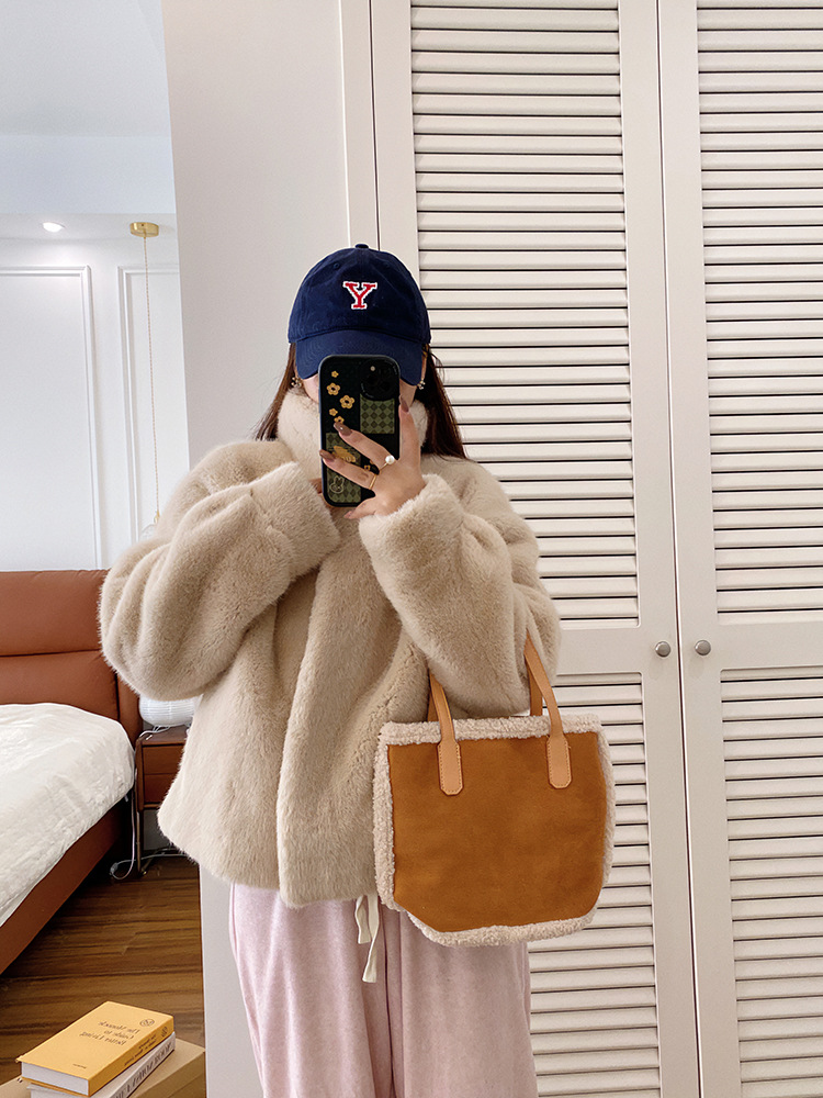 欧貂绒皮毛一体短款立领仿水貂毛外套环保皮草女秋冬新品通勤风详情52