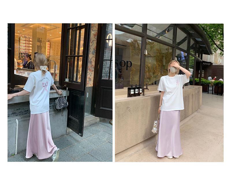 Purple high-end acetate satin half skirt for women, autumn flowing and flowing long dress, slimming A-line fishtail skirt pic 11