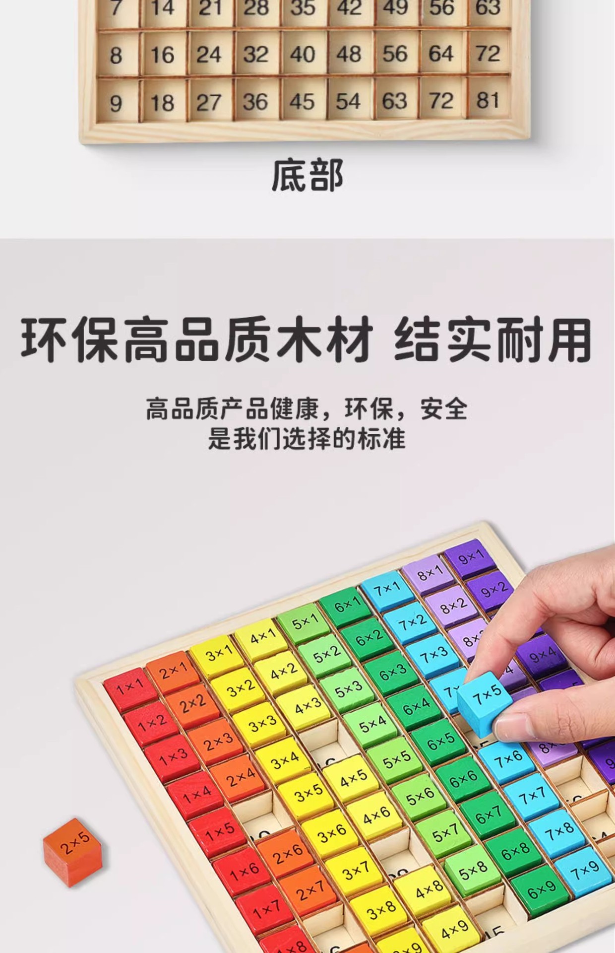 木制99乘法表儿童益智玩具早教积木乘法口诀学习计算板幼儿园礼物详情8