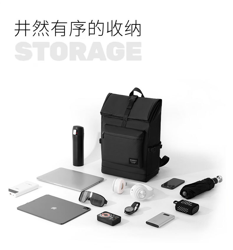 日系男士双肩包户外骑行背包大容量尼龙皮膜电脑双肩包男学生书包详情4