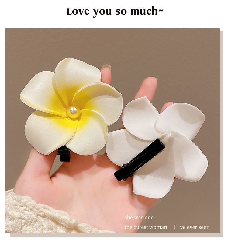 Super fairy-like frangipani headwear, summer seaside beach vacation photo clips, frangipani hairpins, Dai ethnic headwear pic 6