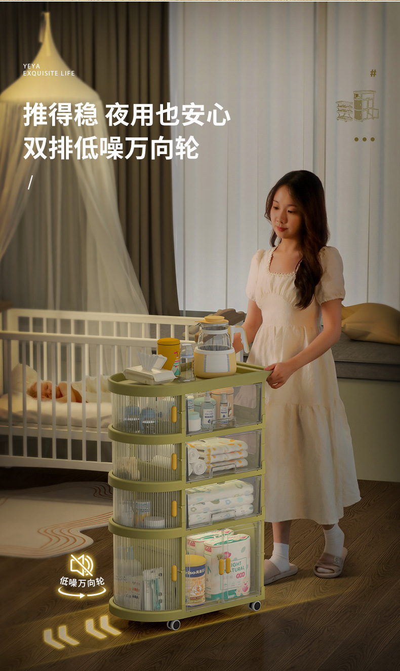 也雅免安装折叠婴儿小推车置物架可移动零食收纳架家用多层收纳柜详情7