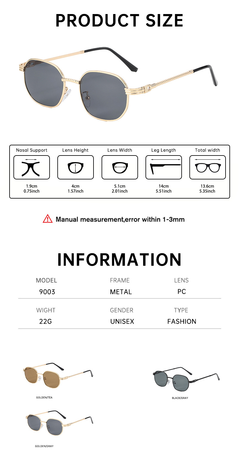 气质金属墨镜女新款复古方形高级感男太阳眼镜茶色显瘦圆脸太阳镜详情7