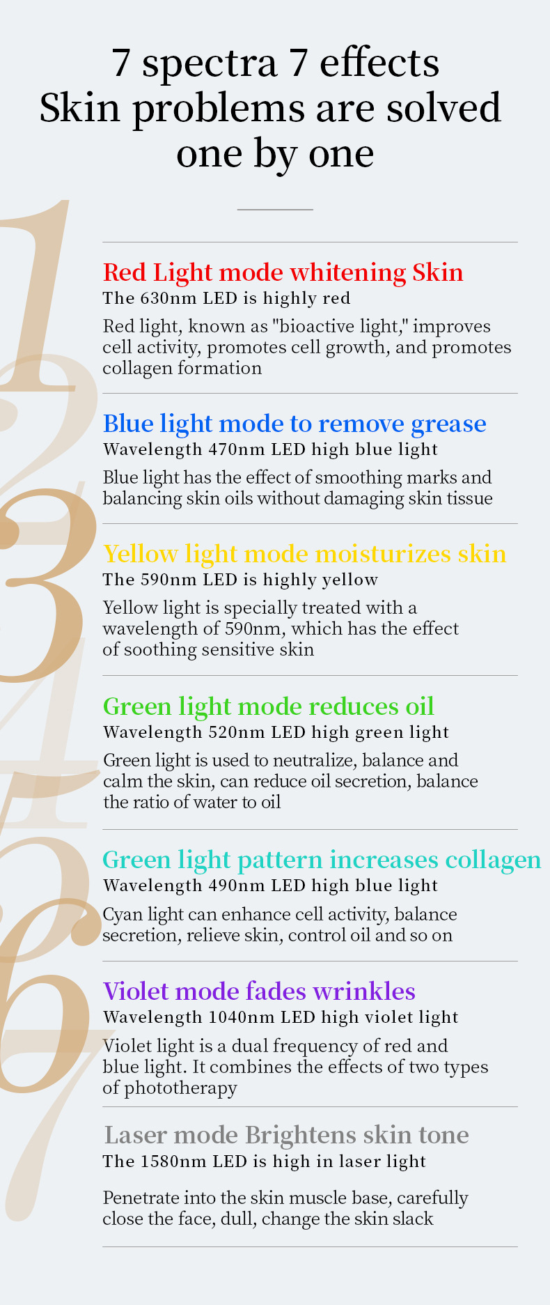 Máscara facial de belleza shanilak máscara de luz de color para el hogar espectrómetro de 7 colores máscara de luz de color máscara de belleza pic 9