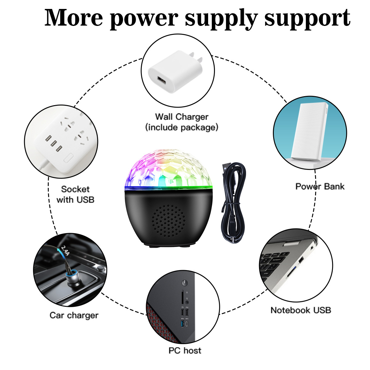 Bluetooth magic ball light, LED stage with sound box, crystal disco party, disco atmosphere, projection gift pic 9