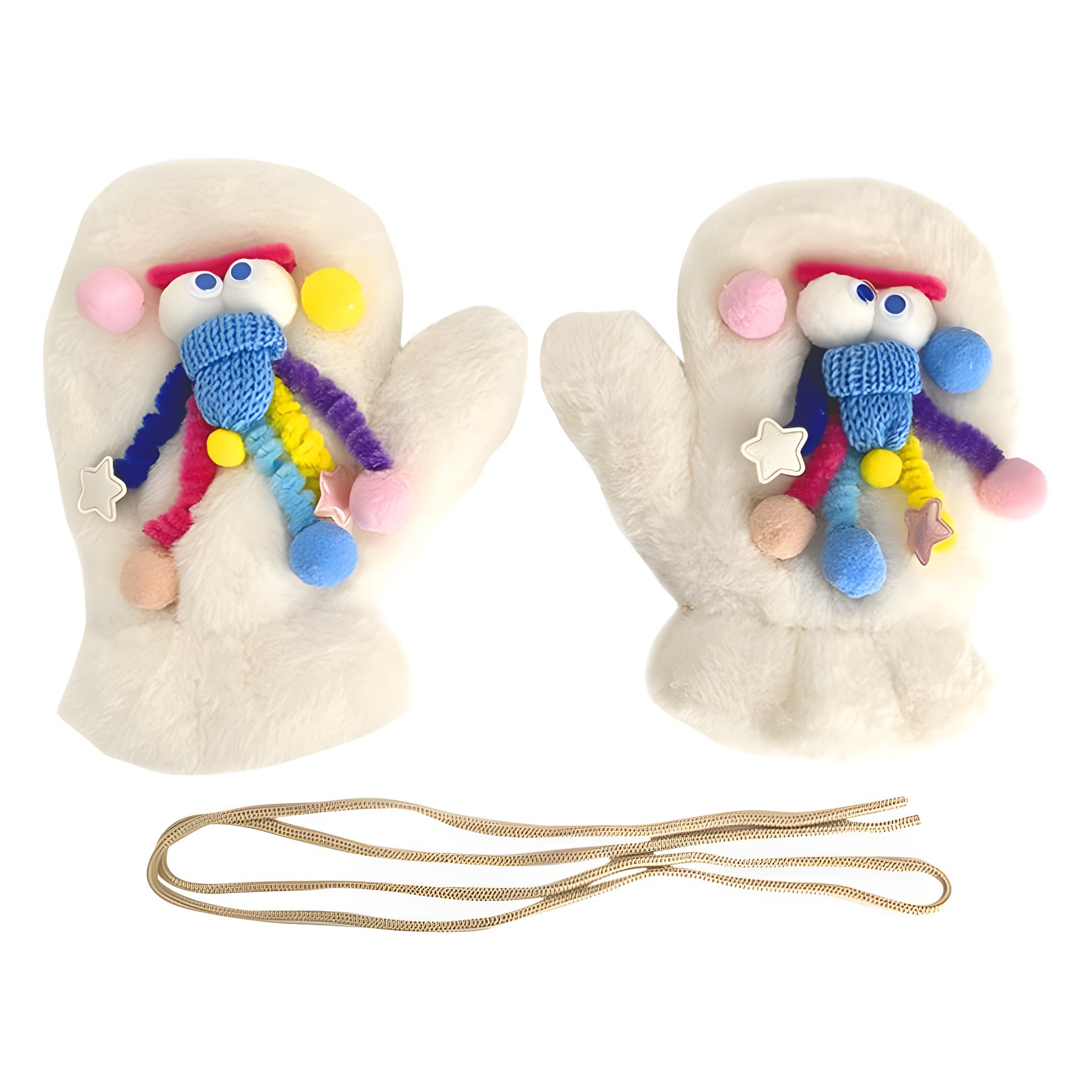 冬季可爱搞怪毛绒连指网红手套猫咪手套女保暖加厚防寒毛绒手套详情1