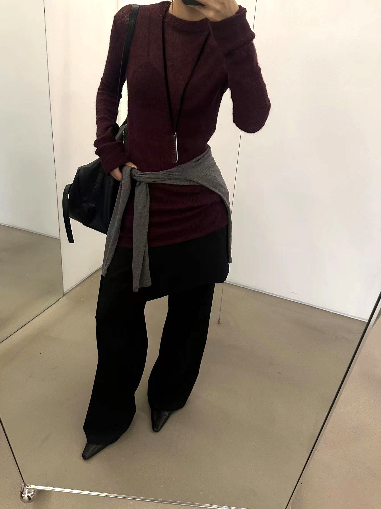 超薄羊毛修身打底衫~2024新款安静灰秋冬百搭混纺显瘦毛衣女5S20详情12