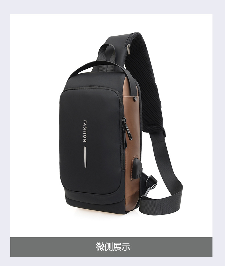 单肩包男款潮流防盗密码锁男士胸包尼龙外贸新款大容量斜挎包手提详情36