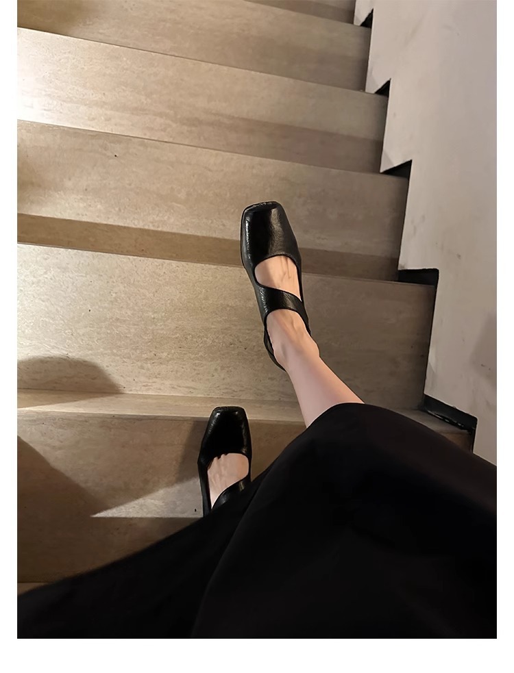 葡萄妈studiolee 高阶质感马皮方头粗跟软面小皮鞋高跟单鞋女秋款详情45