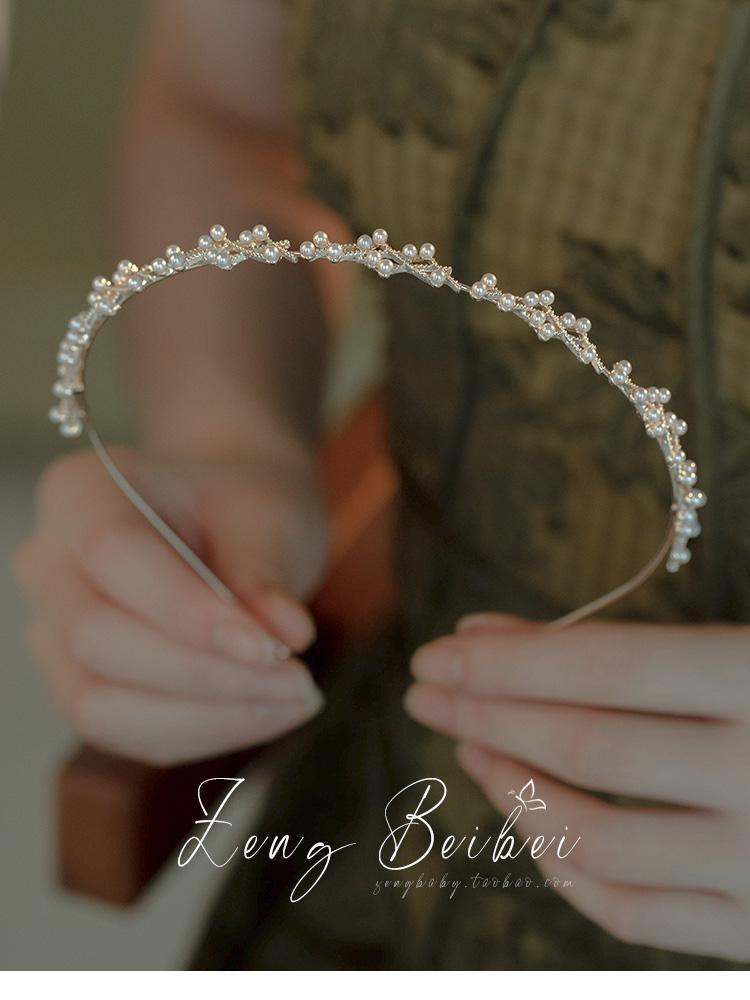 Gentle fairy pearl headband, forest-style all-in-one headband, simple and slim style for going out, super fairy hair clip pic 2
