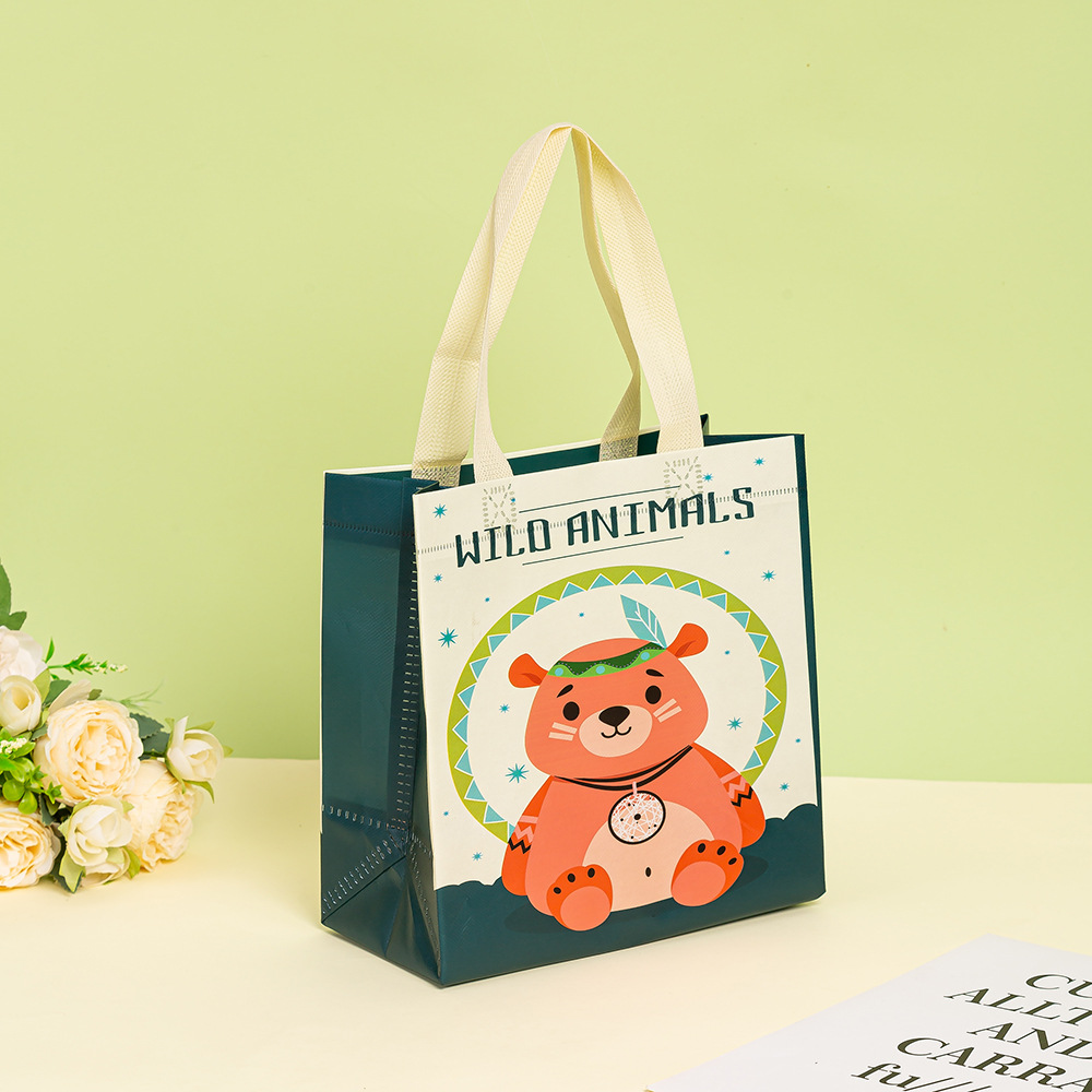 现货批发儿童便携购物袋 可爱卡通覆膜防水无纺布手提袋 伴手礼品袋无纺布袋详情2