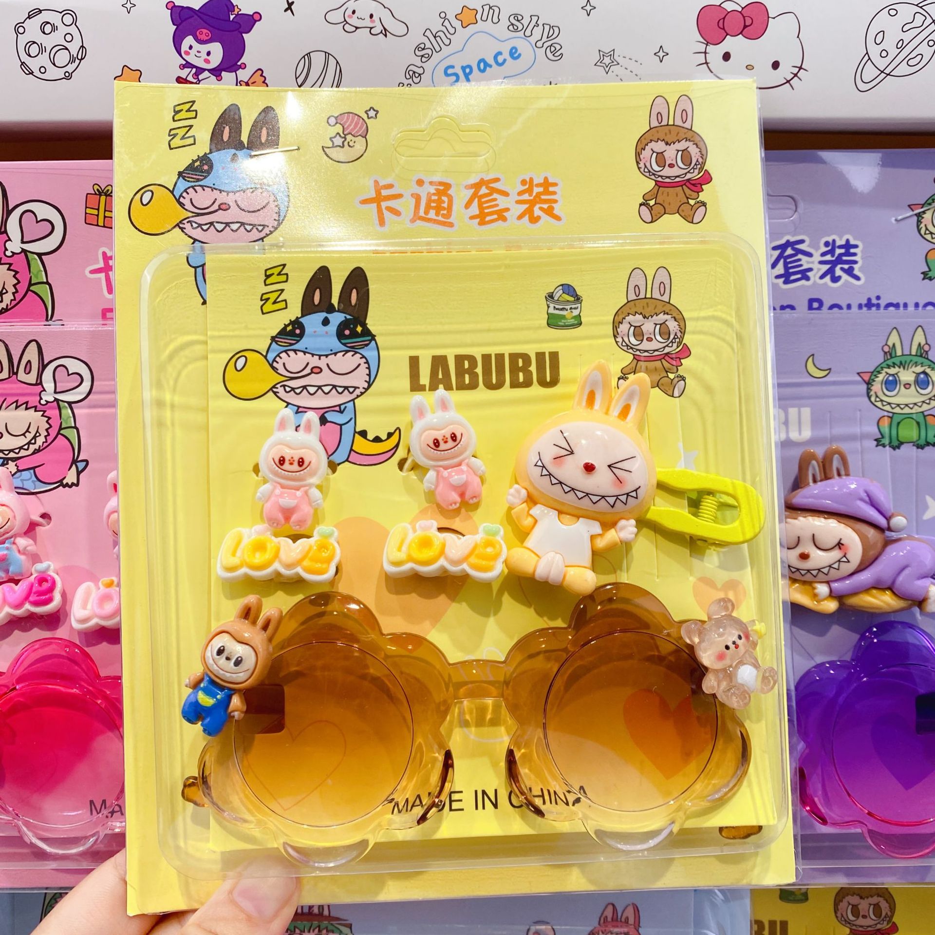 新款哒哒咘眼镜卡通皮筋发夹饰品套装可爱少女心装扮潮玩时尚精品详情37