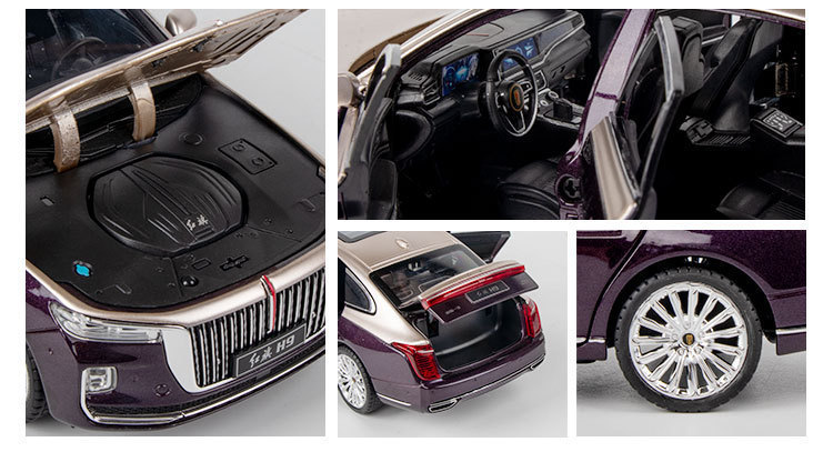 车致1:24正版授权红旗H9减震转向声光回力车玩具仿真合金汽车模型详情6