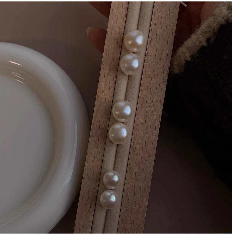 925纯银5A灯泡天然淡水馒头珍珠耳钉女韩国简约大气通勤耳饰E9596详情26