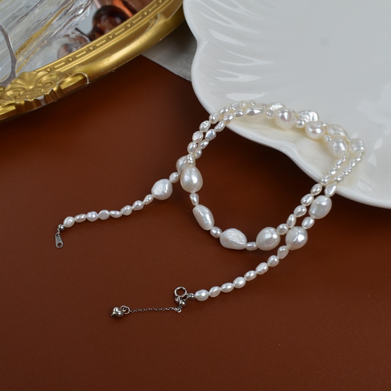 Collar de perlas de agua dulce natural otoño e invierno vestir alto sentido gargantilla moda mujer perla barroca suéter cadena pic 12