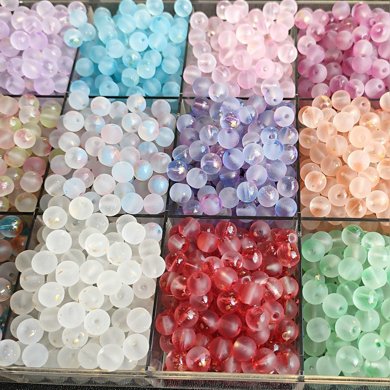 8/10mm直孔洒金磨砂圆珠手工编制手串手链项链琉璃珠子古风配件详情2