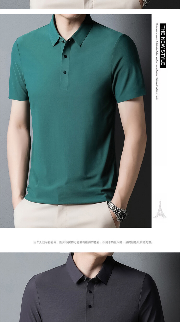 2025 verano sin marcas hielo seda polo hombre premium sense negocios manga corta camiseta hombre polo casual manga corta pic 17