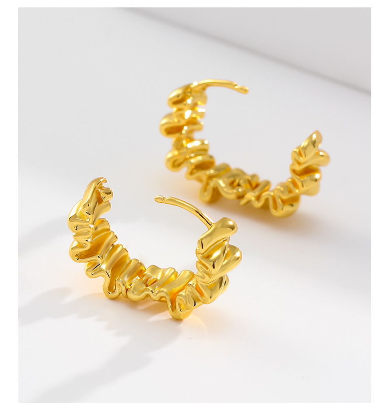 不规则褶皱耳环高级感简约百搭耳扣气质小众设计ins风耳饰耳钉女详情6