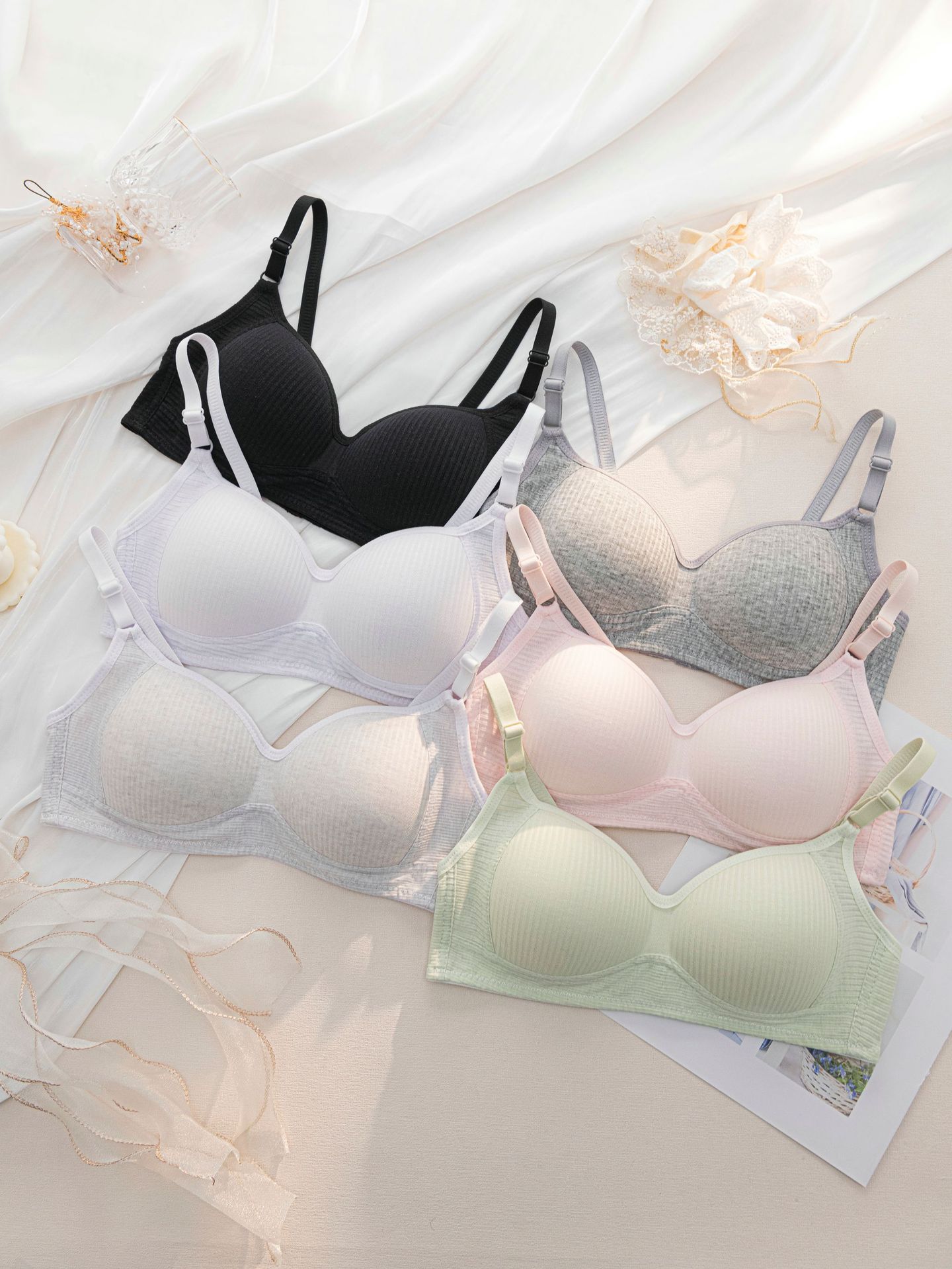 High school adjustable underwear, junior high school student no-wire small chest gathering bra, thin bra for student development girls pic 5
