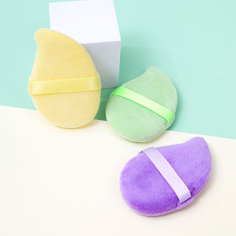 跨境芒果核水晶短植绒粉扑不吃粉长立绒散粉化妆海绵气垫工厂定制详情3