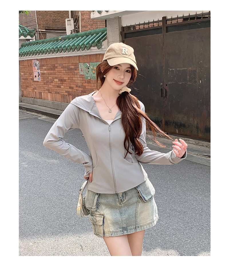 鹅黄色连帽防晒衣女夏季2025新款防紫外线防晒服修身冰丝开衫外套详情38