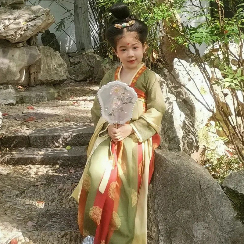 汉服女童儿童古装中国风超仙唐装古风公主女孩春秋连衣裙2023新款详情5