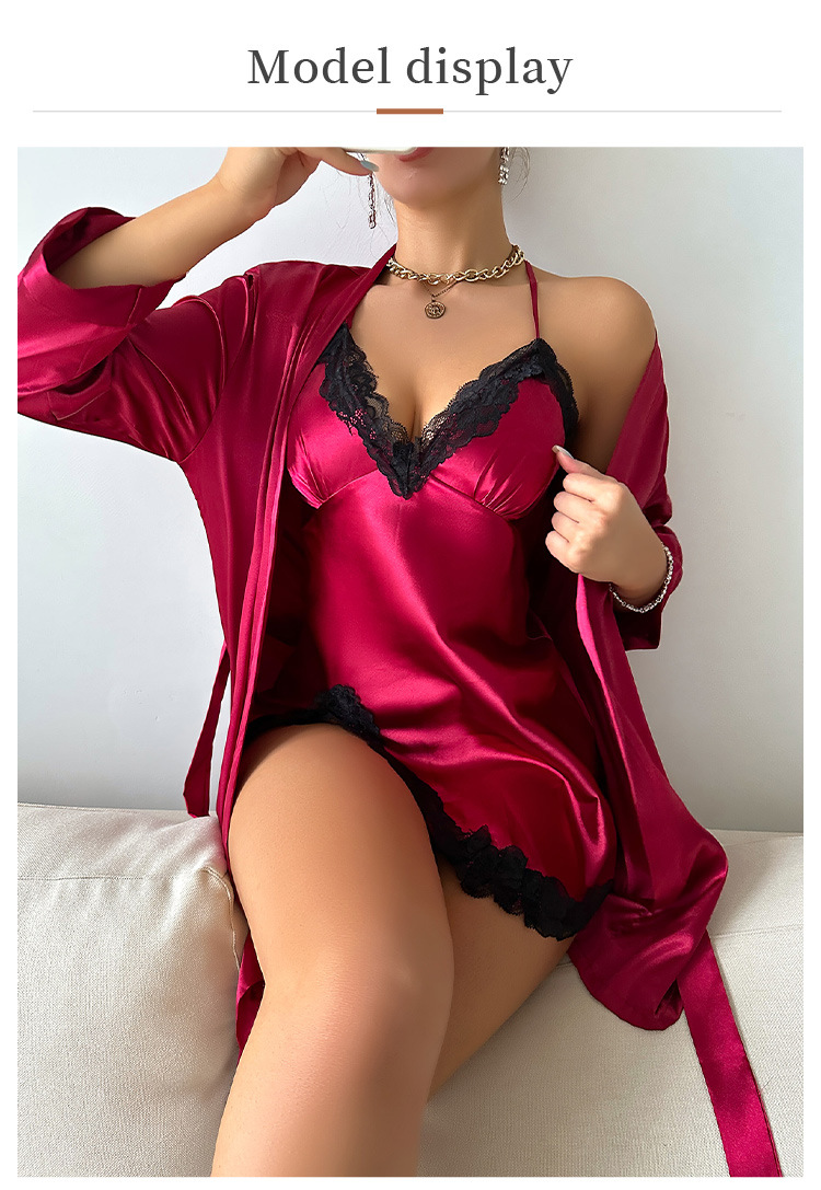 性感纯色连体睡裙夏季薄款透气吊带连衣裙家居服新款冰丝睡衣女详情5