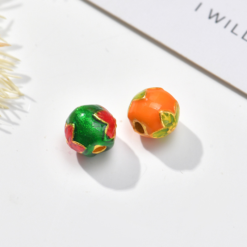 Factory wholesale oil-dripping brass, Korean-style fruit strawberry three-dimensional DIY earrings, pendants, bracelets, hair accessories and other accessories pic 6