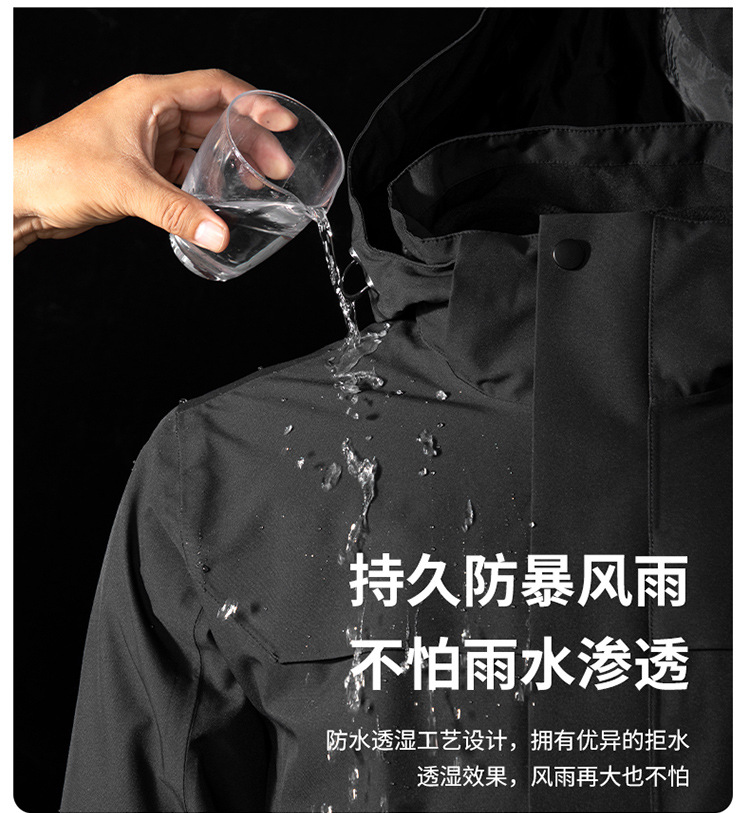 拓路国标GBT32614朱雀红冲锋衣女三合一男户外防水防风登山服外套详情3
