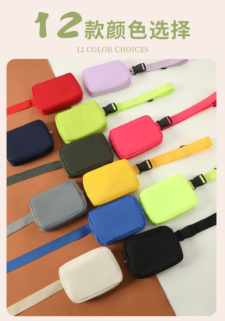Cross-border lulu waist bag for both men and women, nylon large-capacity sports single-shoulder bag, loose change, mobile phone storage crossbody bag pic 1