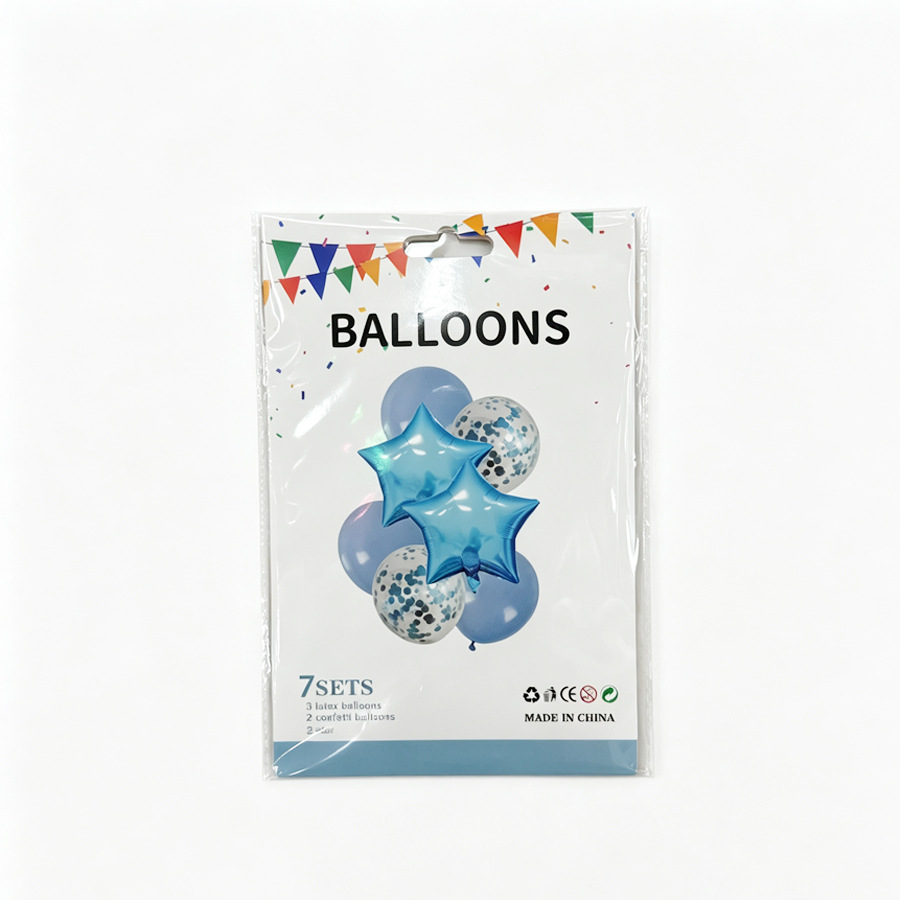 Fiesta de fabricante conjunto de globos de 7 piezas conjunto de globos de cumpleaños conjunto de globos de boda bola de película de aluminio globo de látex pic 5