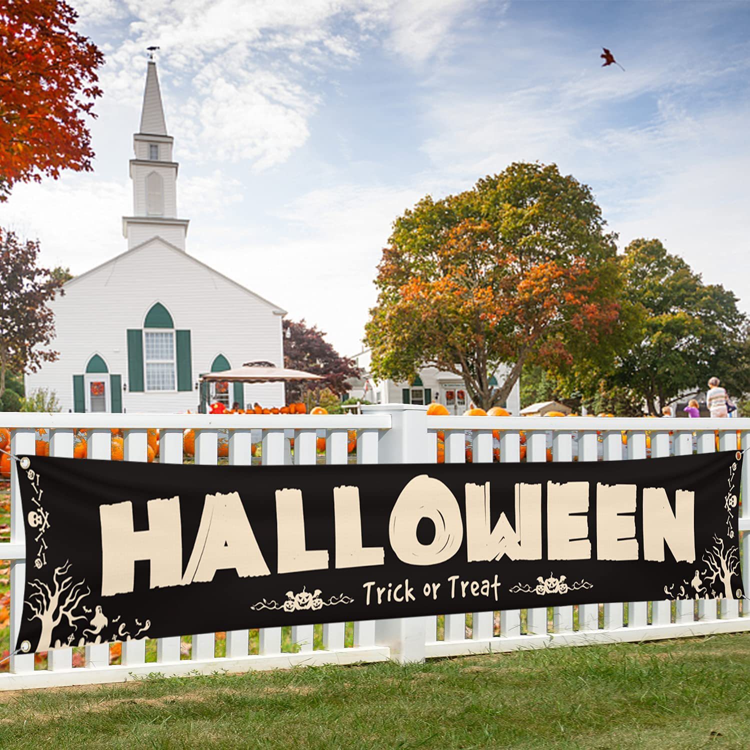 Customized cross-border Halloween couplet banner, festival decoration, polyester printed Halloween background cloth set, and hanging flag pic 17